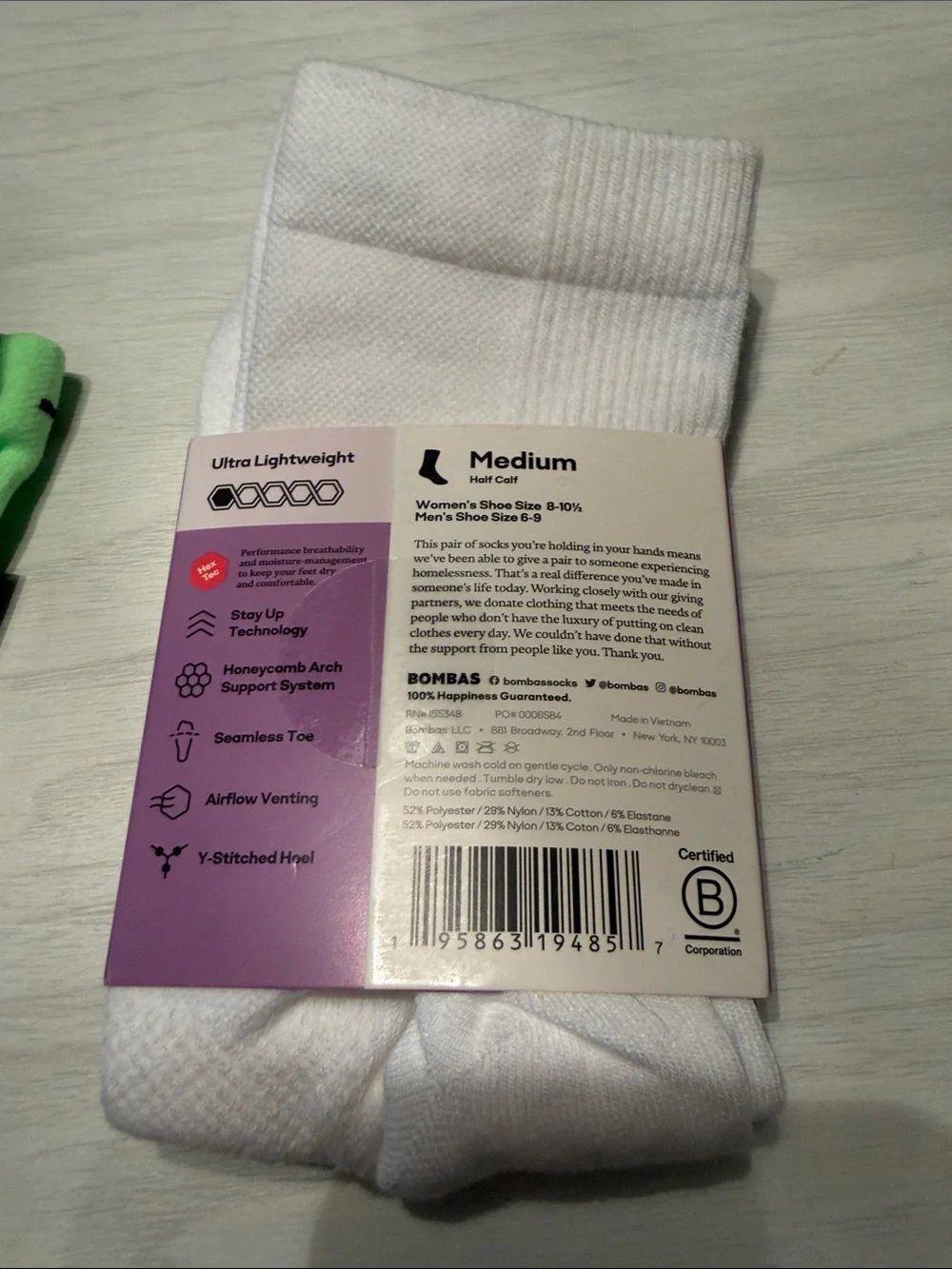 Bombas RunPro Athletic Socks - Lime, White, Black - 3 Pack